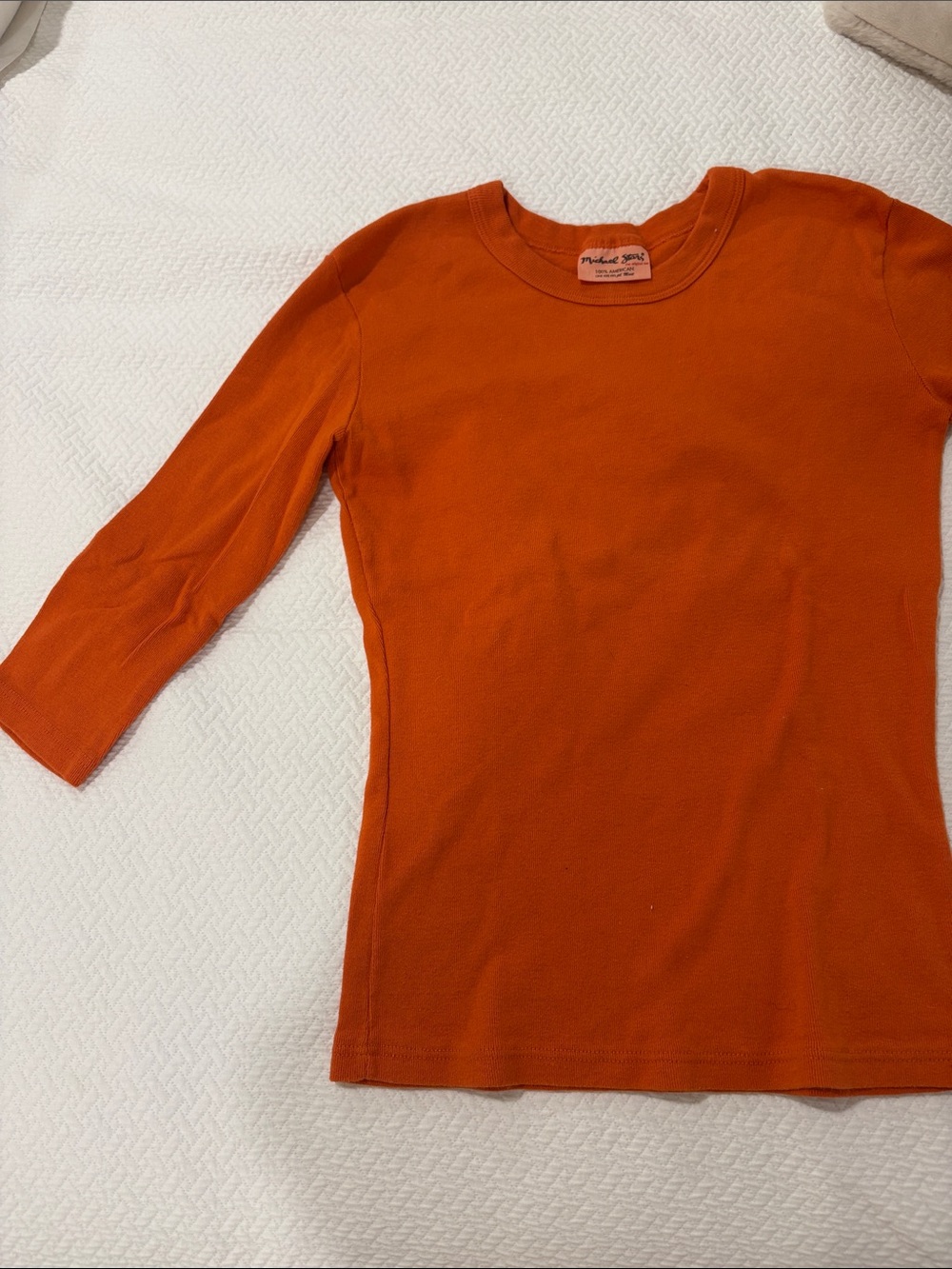 Michael Stars Orange Long Sleeve Crewneck Tee